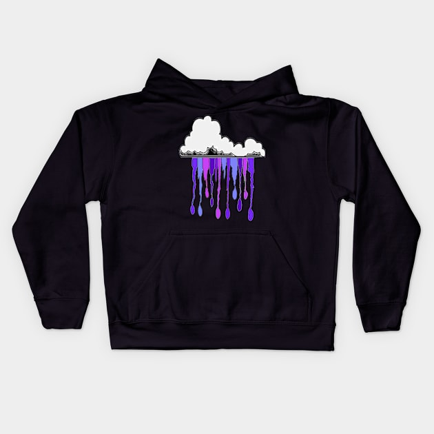 Purple Rain Pop Art by LowEndGraphics Kids Hoodie by LowEndGraphics